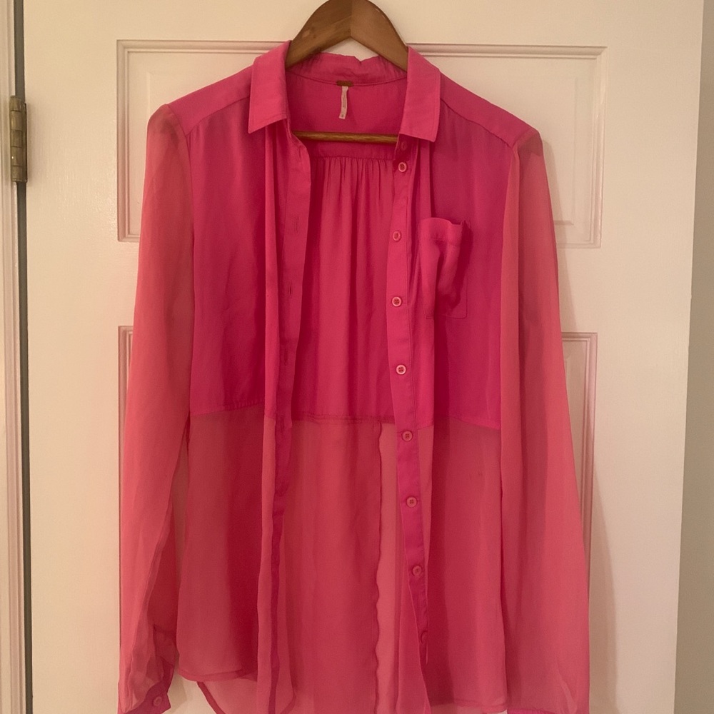 Hot Pink free people polyester top